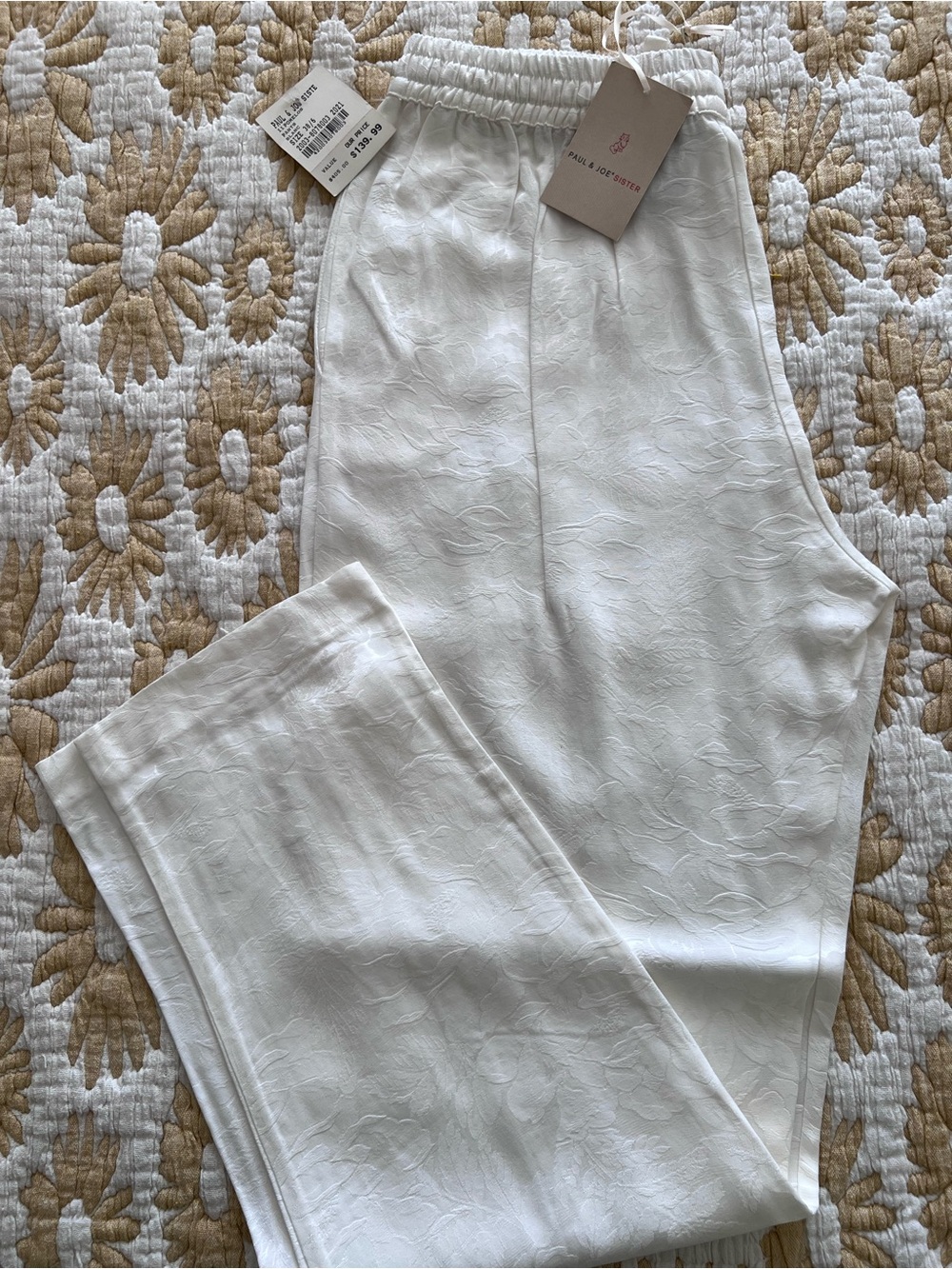 Paul & Joe Cream-White Textured Straight-Leg Pants